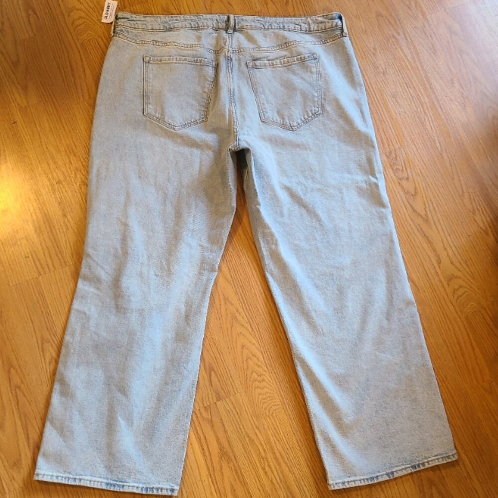 NEW NWT! OLD NAVY MID-RISE WIDE LEG JEANS RIPPED LIGHT WASH STRETCH DENIM sz 22 - Picture 4 of 6